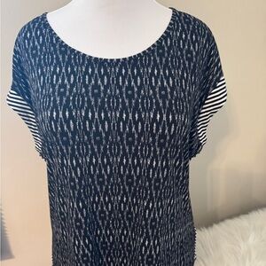 Nine West Black and White Patterned Short Sleeve Top (New w/Tag)